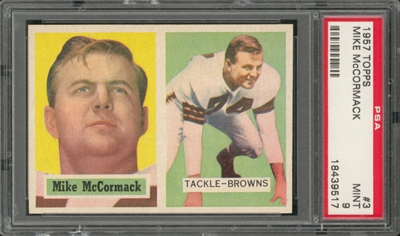 1957 Topps Football #3 Mike McCormack – PSA MINT 9